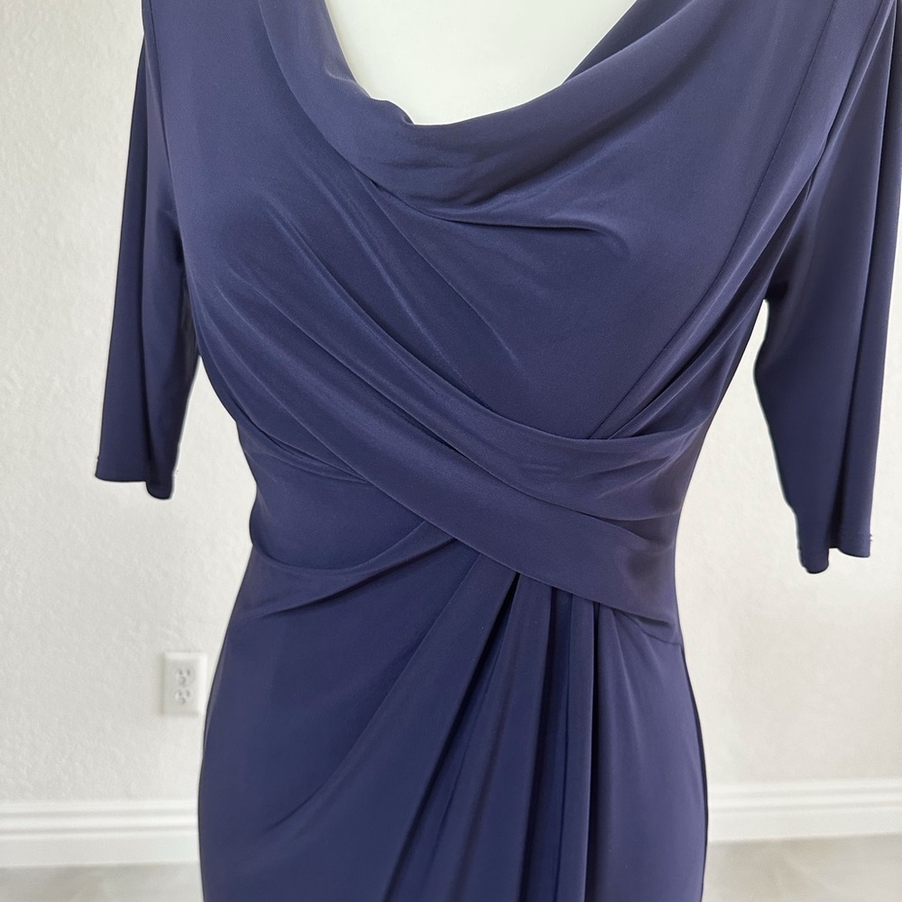 Jones New York Blue Ruched Wrap Midi Dress - Picture 3 of 7